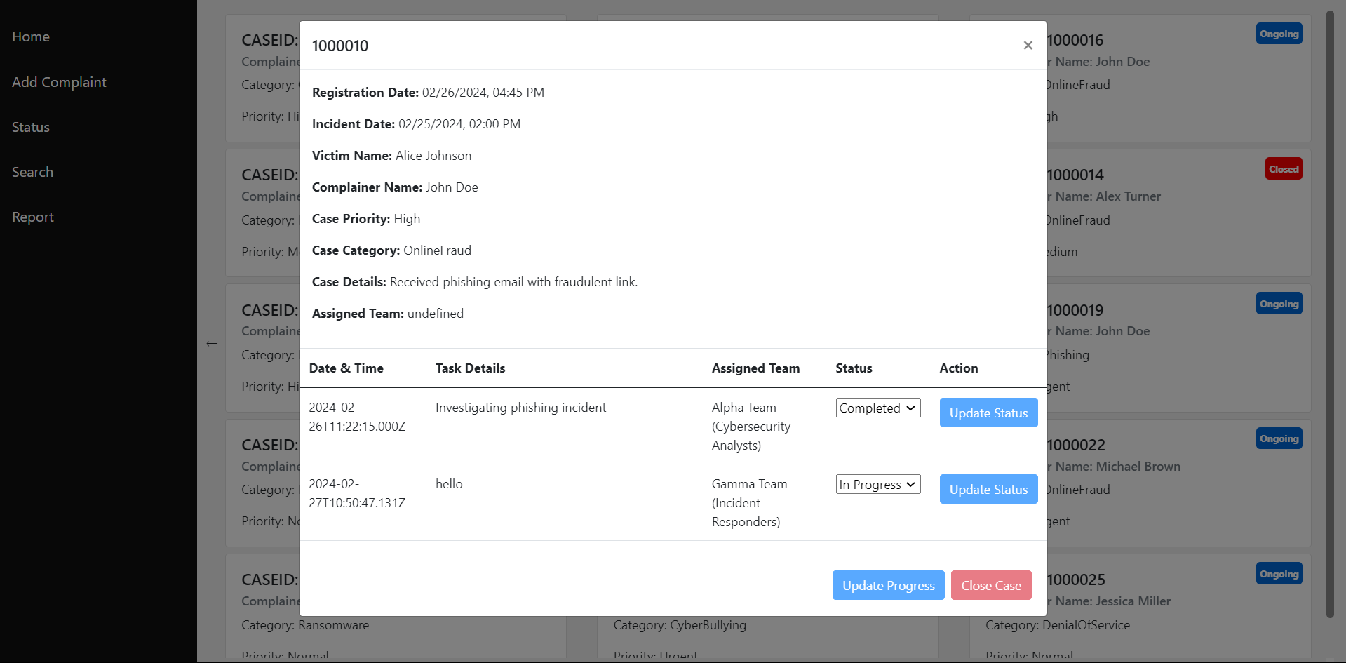 Cyber Crime Reporting Portal